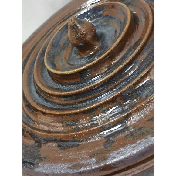 Pottery Serving Platter w Lid Exotic Party Holiday Rustic Cottagecore Farm Artsy - Picture 2 of 16
